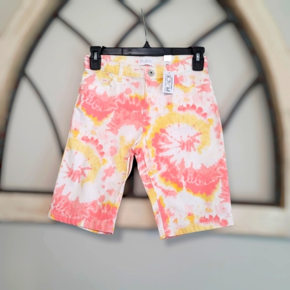 *NWT* The Children’s Place Girls Tye Dye Skimmer  Shorts, Simply White  Sz 10 - Picture 1 of 3